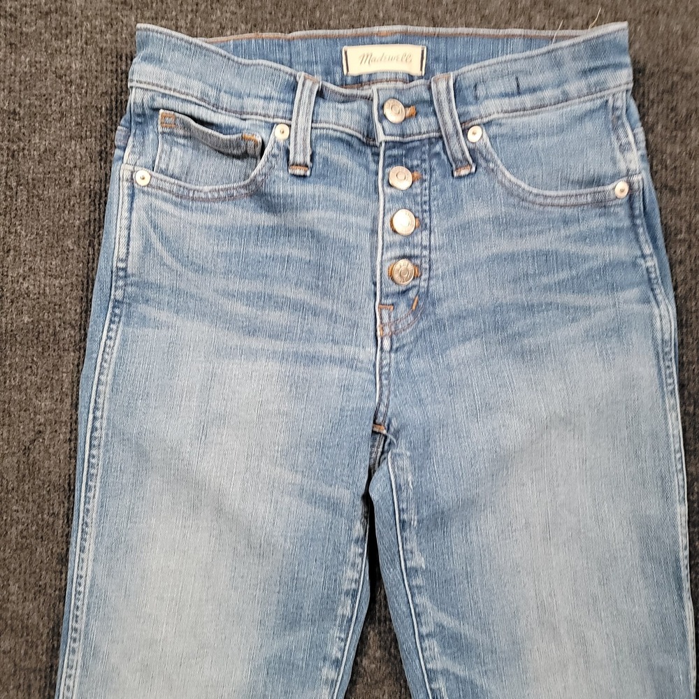 Madewell Women Slim Straight Jeans 28 Distressed Button Front - Picture 3 of 14